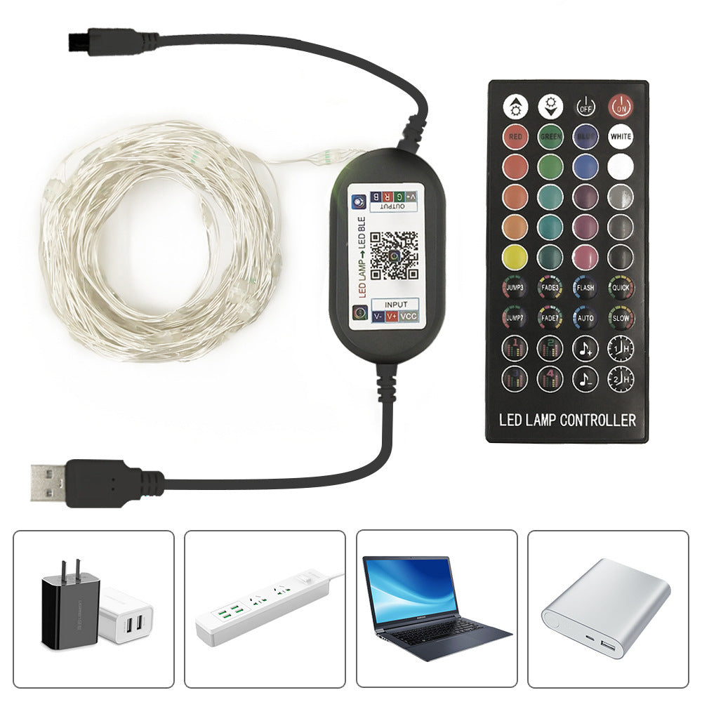 Cadena de luz LED Control remoto inalámbrico por infrarrojos de 40 teclas y control de aplicación inteligente Bluetooth