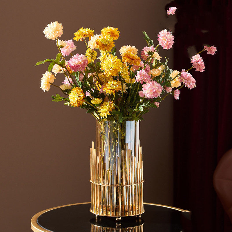 Vase en métal décoration Arrangement de fleurs armoire à vin porche armoire Table à manger fleur en verre