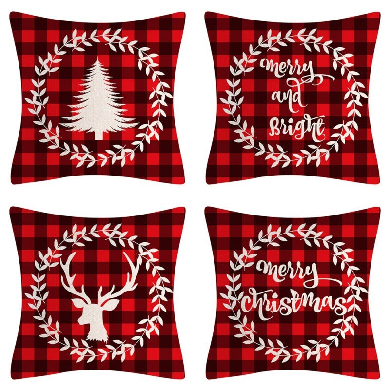 Home Decoration Christmas Pillow Cover Four-piece Set