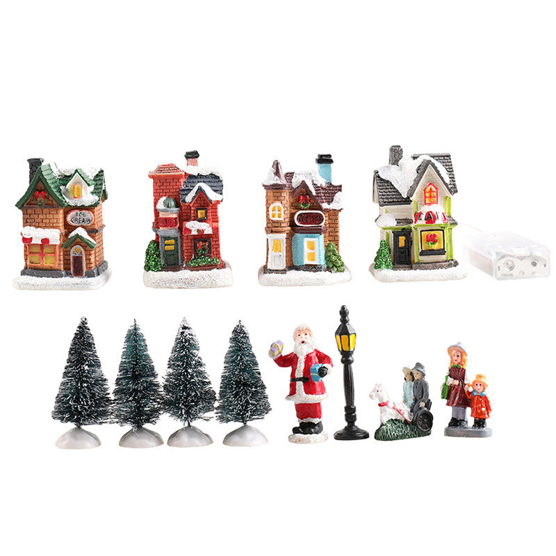 Christmas Decorations Resin Small House Micro Landscape Ornaments