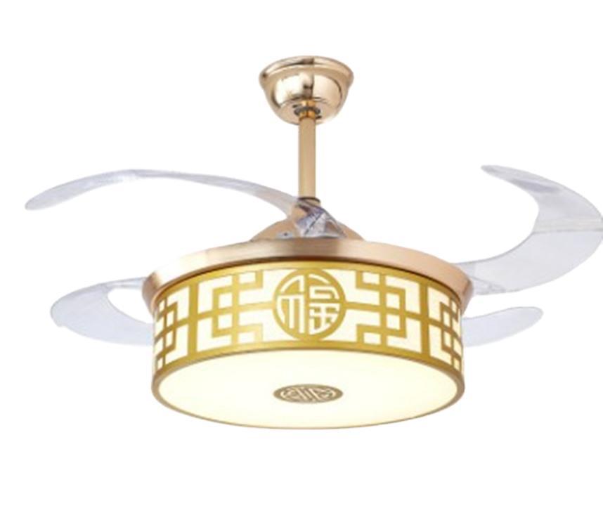 Intelligent Frequency Conversion New Chinese Style Home Bedroom Living Room Fan Chandelier