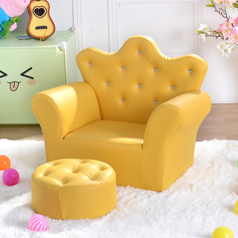 Children's Mini Cute Crown Sofa With Stool