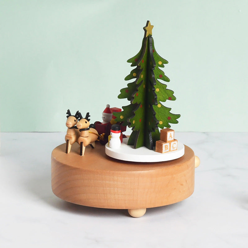 Caja de música de madera para árbol de Navidad