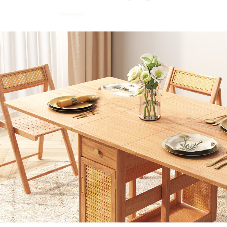 Mesa de comedor plegable de troncos de ratán multifuncional para el hogar