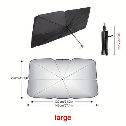 Foldable Car Windshield Sunshade Umbrella, Keep Vehicle Cool, Block UV Rays Protect Car Interior, Easy To Store And Use Heat Reduction, UV Protection, Easy Install - Universal Fit, Durable Material