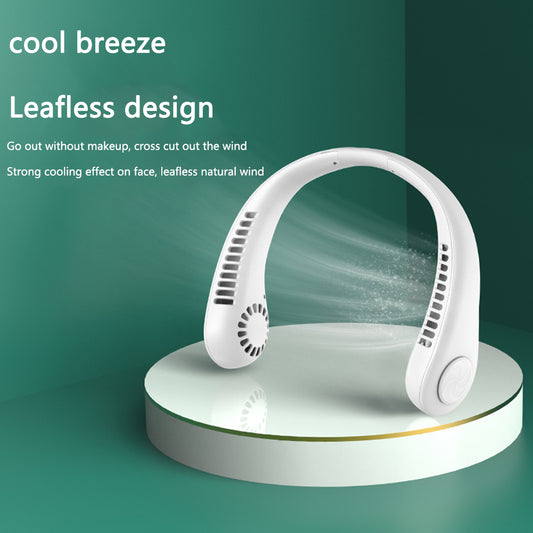 Ventilador de cuello colgante, ventilador de refrigeración portátil, USB sin hojas, banda para el cuello de 360 ​​grados, 78 salidas de aire envolvente, recargable de 4000Mah