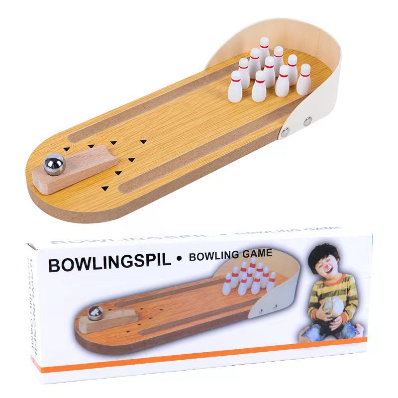 Mini jeu de bowling de table - Planche en bois - Mini arcade de bureau - Petit bowling - Allée de tir - Bureau - Gadgets anti-stress - Jouets pour petits doigts - Cadeaux gag pour hommes, femmes, enfants, adolescents, garçons