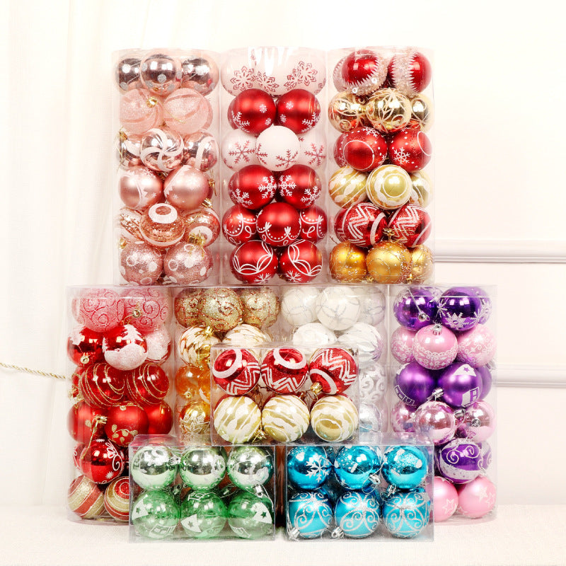 Decoration 6cm24 Colorful Painted Transparent Balls Christmas Ball Set