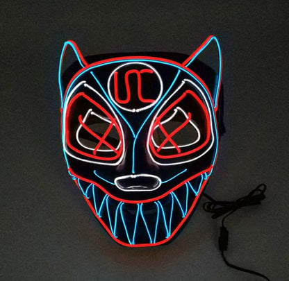 Masque lumineux à lumière froide EL, tête de loup multicolore, modélisation d'animaux, jeu de rôle, accessoires d'horreur d'Halloween