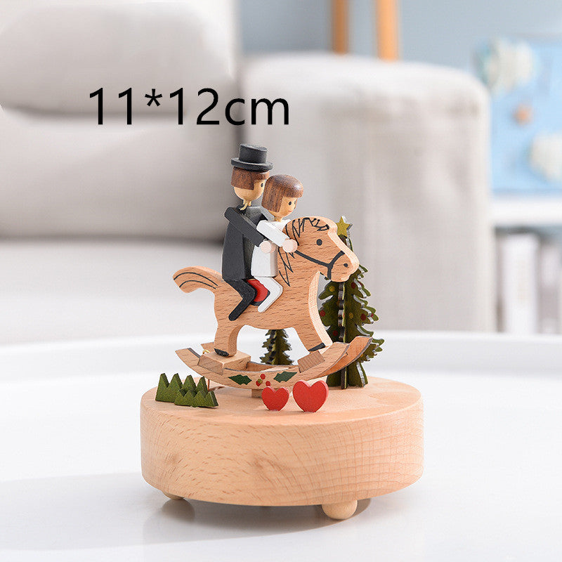 Music Boxes Innovative Rotating Musical Box Wooden Music Box Table Decoration