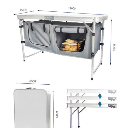 Mesa plegable para acampar popular con gabinete de tela