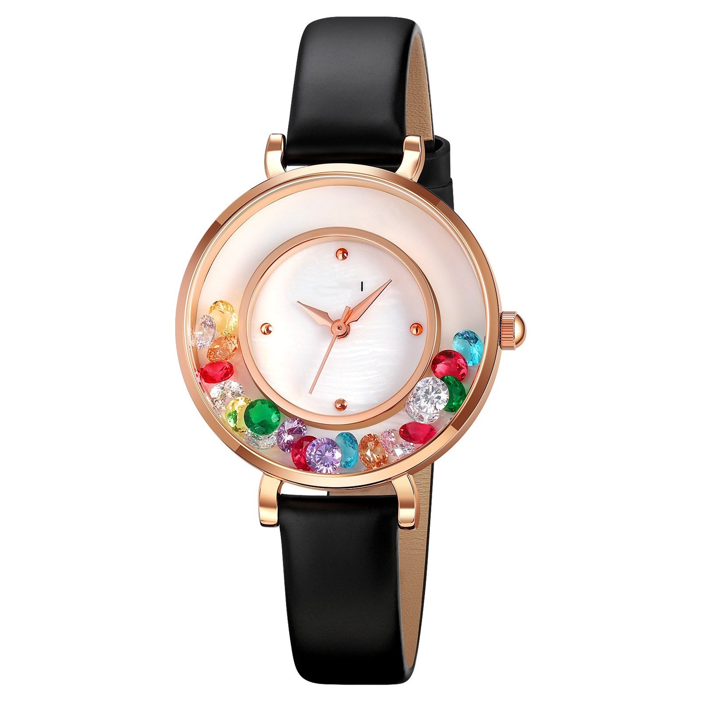 Montre pour femme élégante avec boule de pierres précieuses et exquise