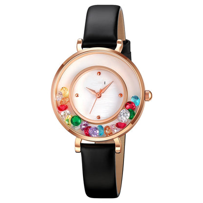 Elegante reloj de mujer exquisito con bola de piedras preciosas