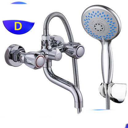 Bathroom Concealed Triple Shower Mixer Valve Copper Double Control Bathtub Faucet