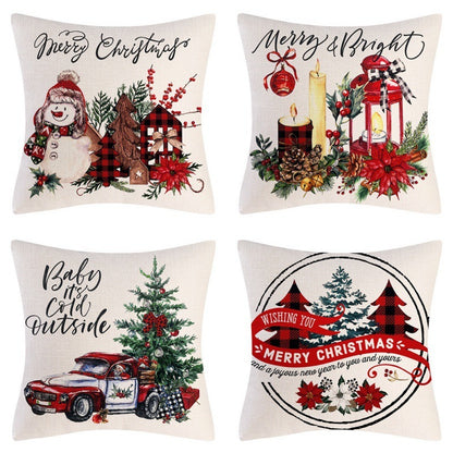 Home Decoration Christmas Pillow Cover Four-piece Set