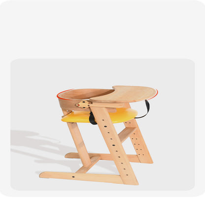 Silla de comedor infantil de madera maciza de haya ajustable