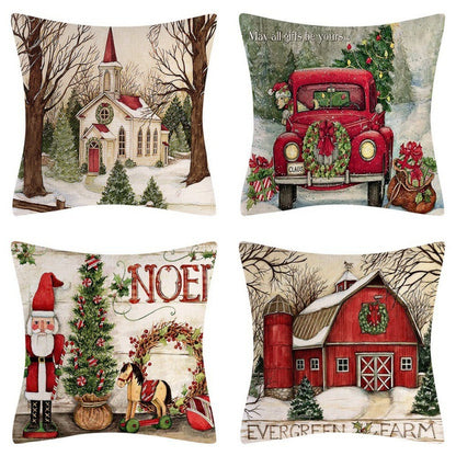 Home Decoration Christmas Pillow Cover Four-piece Set