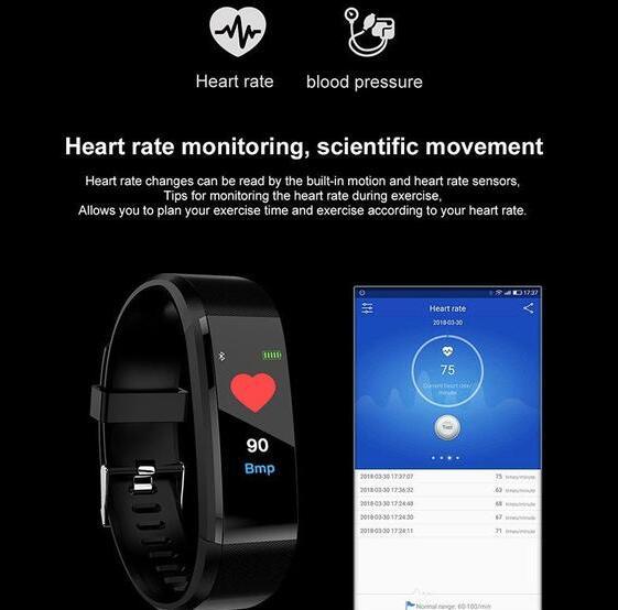 Pulsera inteligente con pulsera Bluetooth Monitor de ritmo cardíaco reloj actividad Fitness Tracker