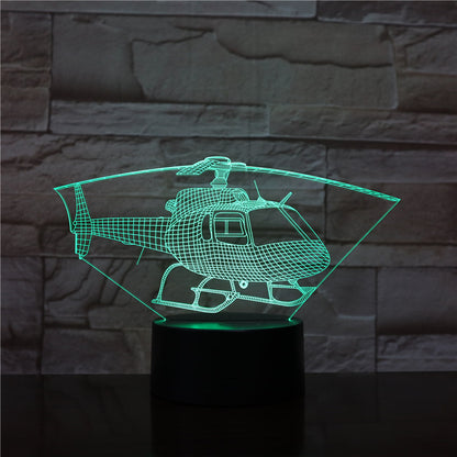 Lámpara de escritorio LED táctil colorida con luz nocturna 3D serie helicóptero