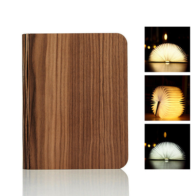 Lampe de livre à LED tournante et pliante à grain de bois