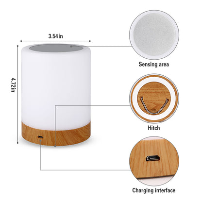 LED colorful creative wood grain charging night light