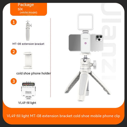 Mini cámara de teléfono móvil con transmisión en vivo para fotografía con luz de relleno