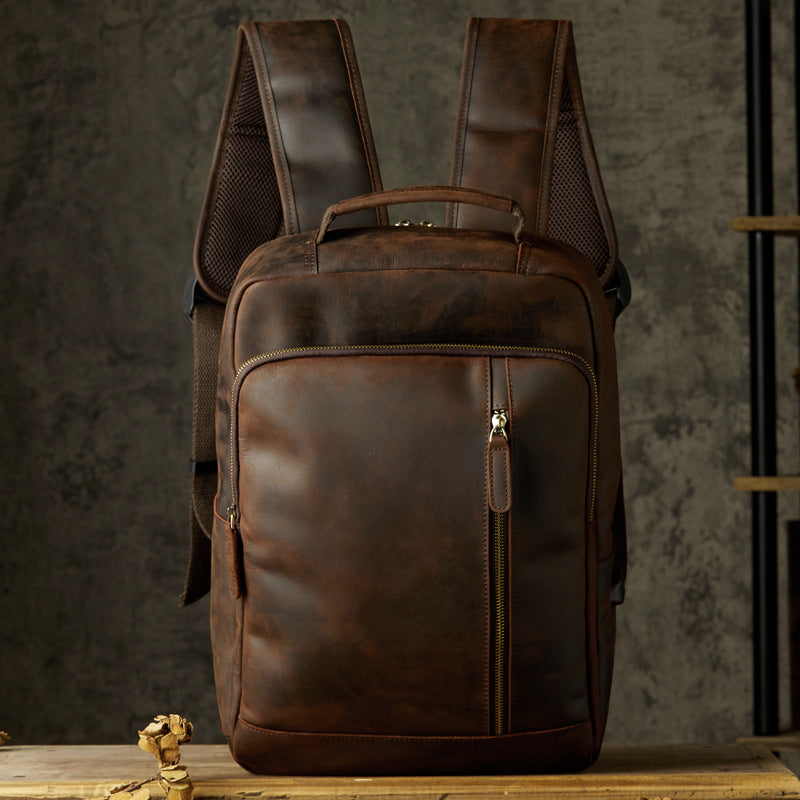 Handmade Retro Mad Horse Leather Backpack