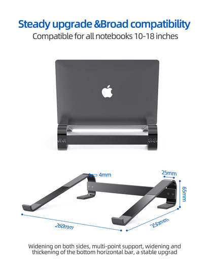 Soporte para computadora portátil Soporte para computadora portátil ergonómico desmontable ventilado con elevación portátil de aluminio para computadora portátil