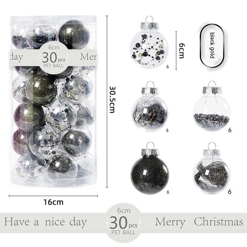 30 Pack Christmas Transparent Plastic Ball Tree Decorations