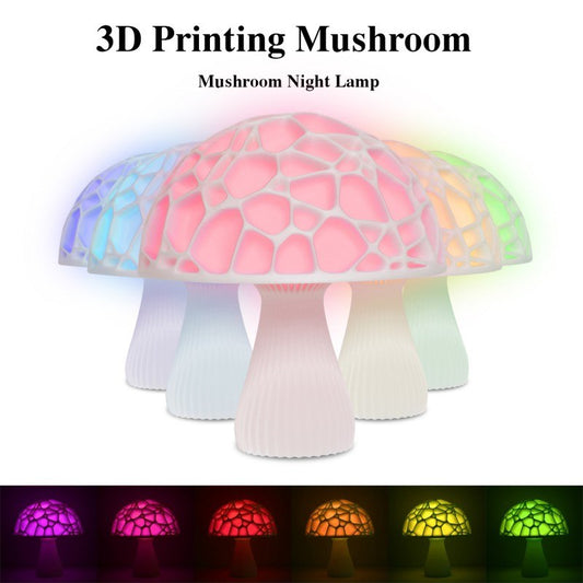 3D Printed 16 colors Led Mushroom Lamp Lovely Colorful Led Night Light for Home Art Decor USB Rechargeable Night Lamp