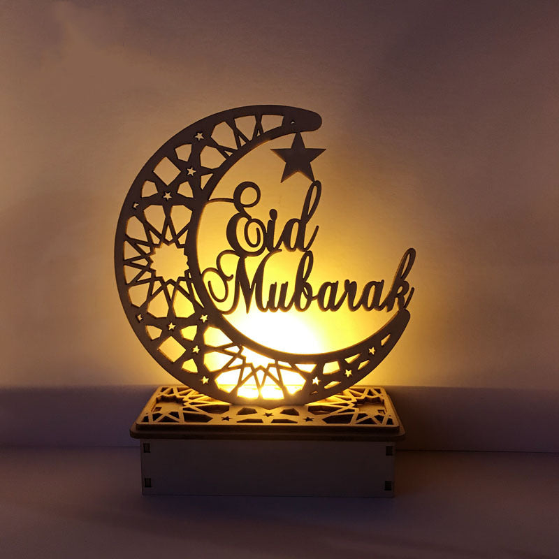 Decoración LED Eid Mubarak del palacio islámico musulmán de madera DIY