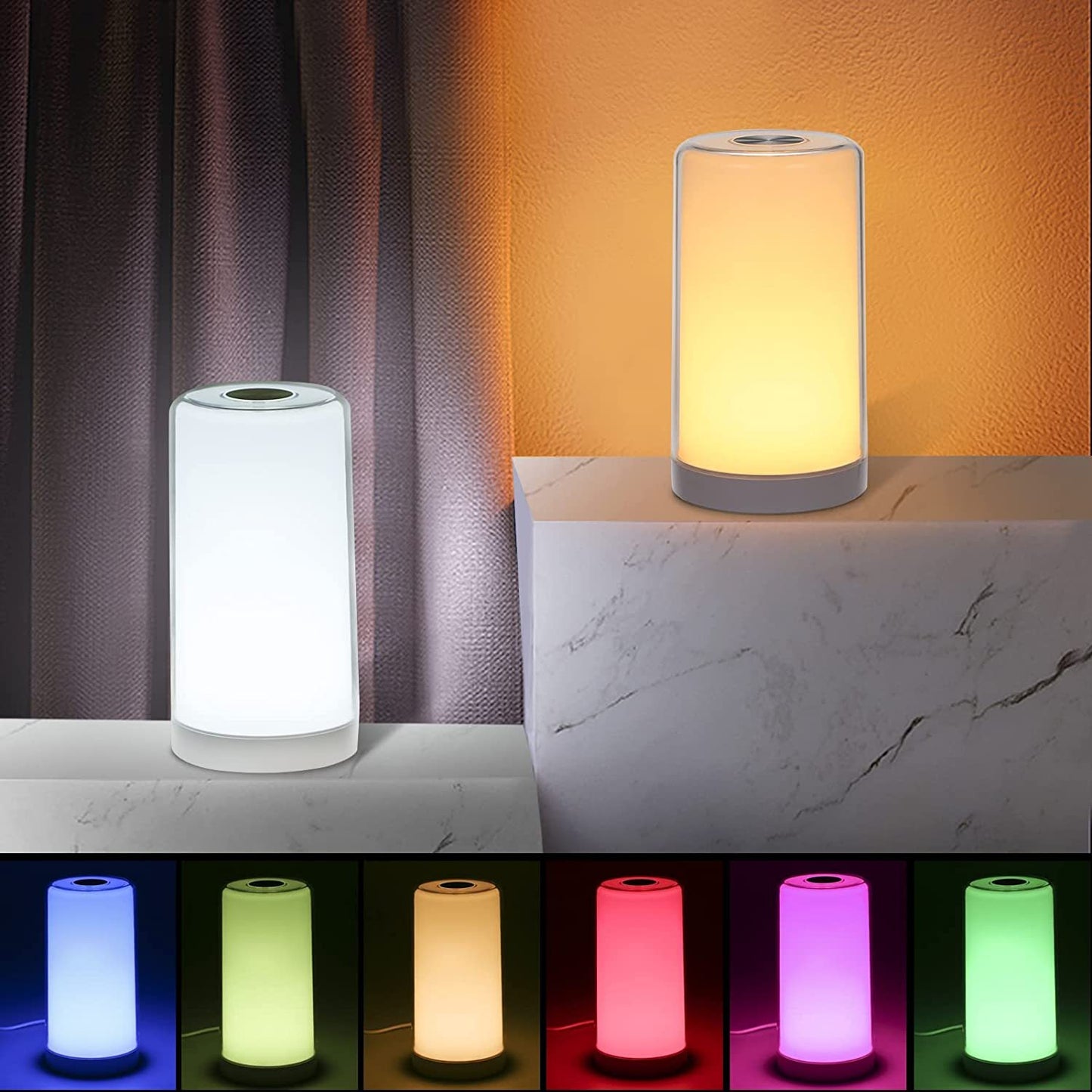 Lampe de Table intelligente à détection tactile, lampe d'ambiance, lumière colorée, variateur Led, petite veilleuse