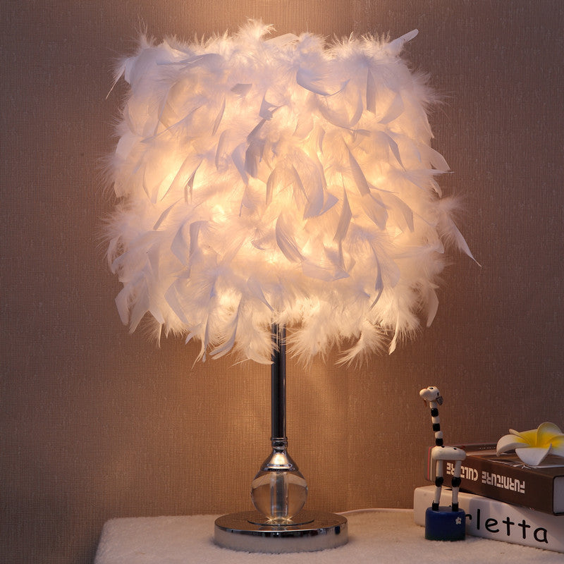 Veilleuse girly mignonne pour chambre à coucher en plumes