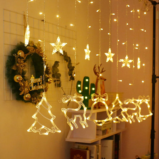 Lumières de vitrine de magasin de rideau de Noël