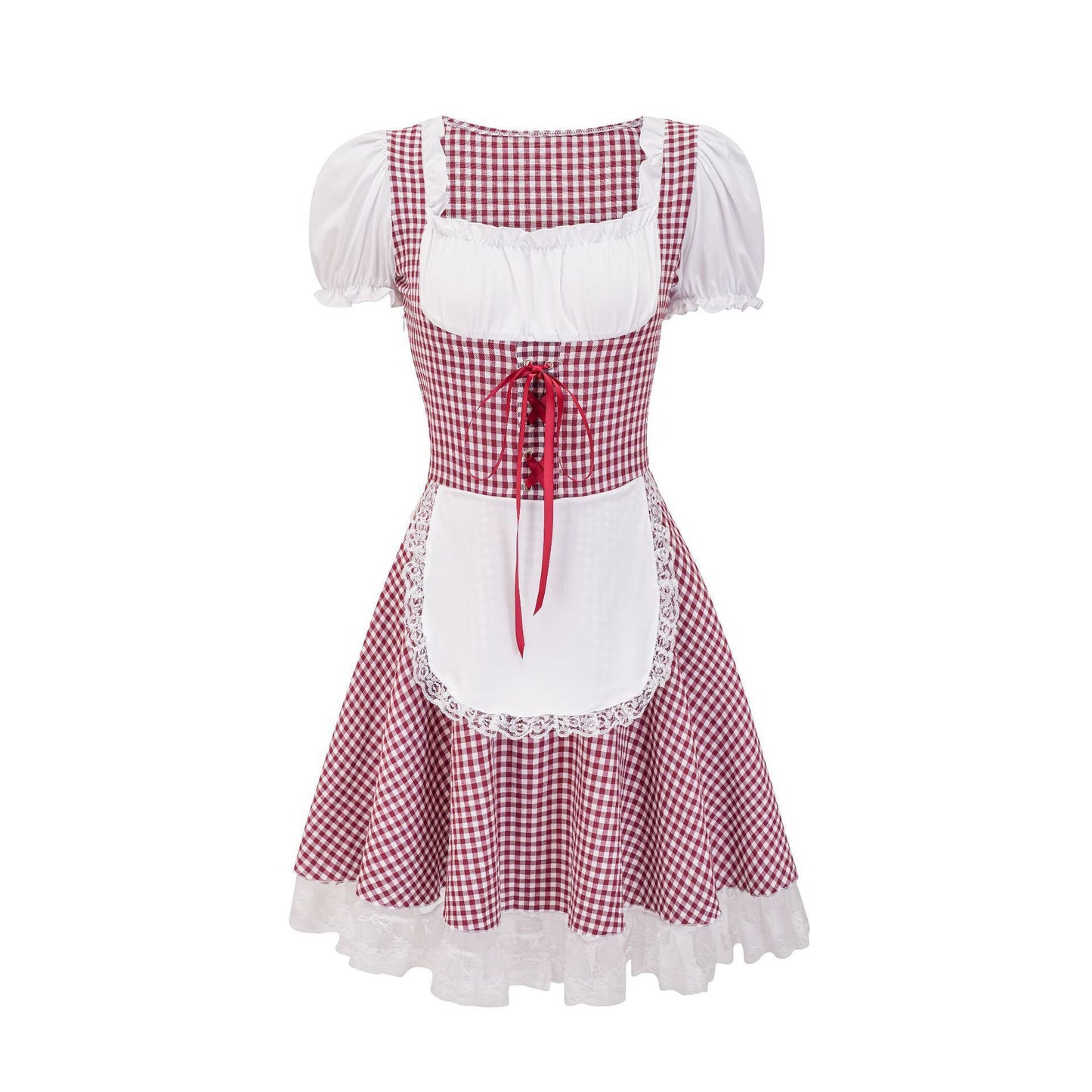 Halloween Retro Plaid Dress Beer Festival Costume