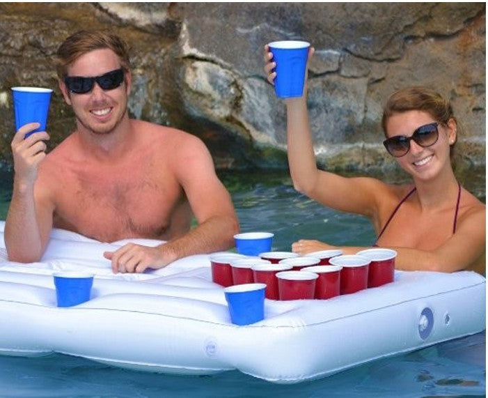 Table de bière-pong gonflable avec refroidisseur de seau à glace