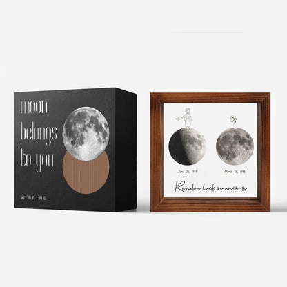 Cadre de lune transparent personnalisé pour les couples le jour de la naissance