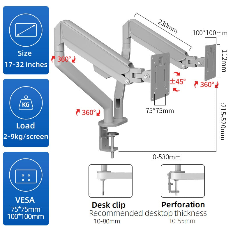 Display Dual Screen Bracket Desktop Without Punching