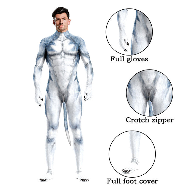 Halloween Bodysuits Zentai With Tail Animal Husky