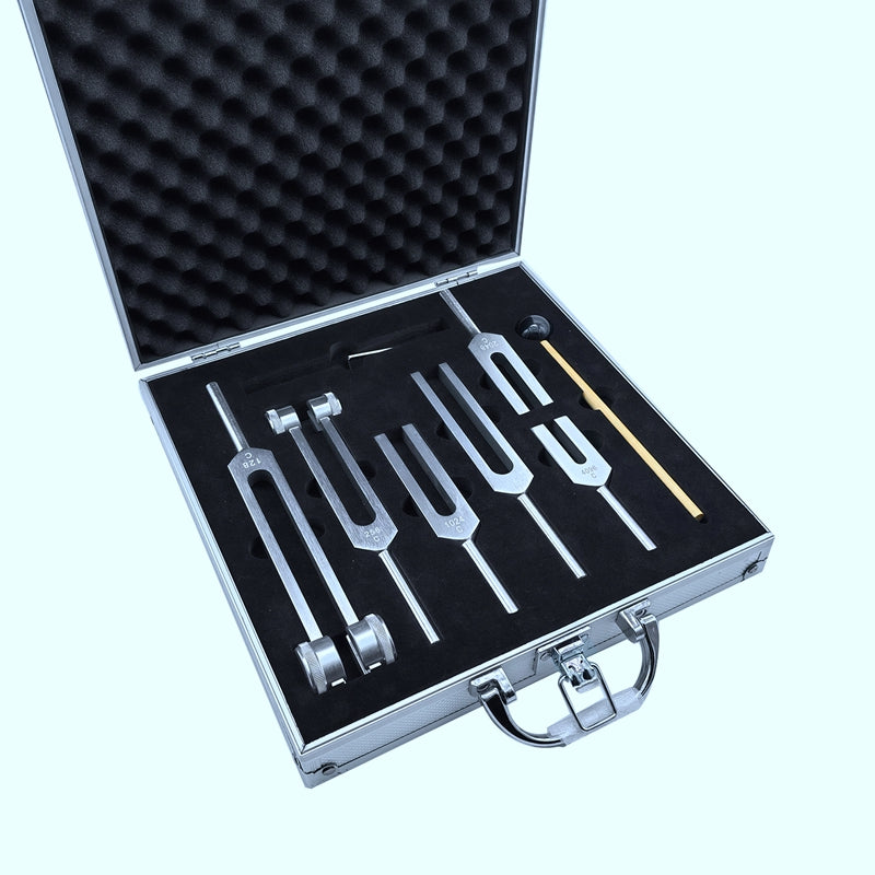 Aluminum Alloy Tuning Fork Set Gift Box Of Six 128 256 512 1024 2048