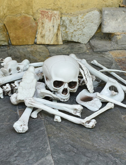 Halloween Skeleton Bones 28pcs Halloween Prop Skeleton Skull Haunted House Horror Accessory Party Decorations Tricky Bones Skull