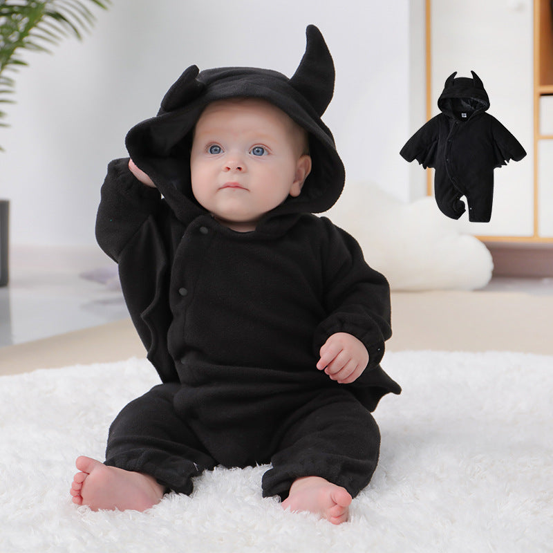 Onesies pour bébé Halloween Chauve-souris à capuche Onesies en forme de petit diable