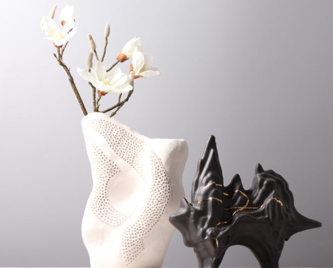 Light Luxury Decoration Model Room Decoration Vase Hole Special-shaped Flower Device