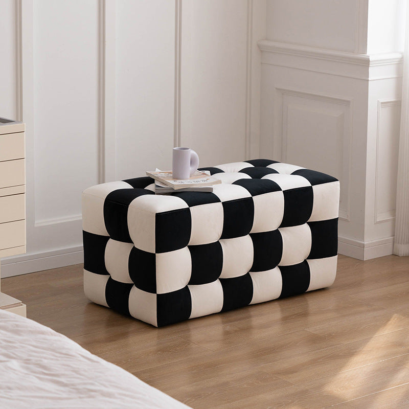 Change Shoe Stool Black And White Chessboard Chair