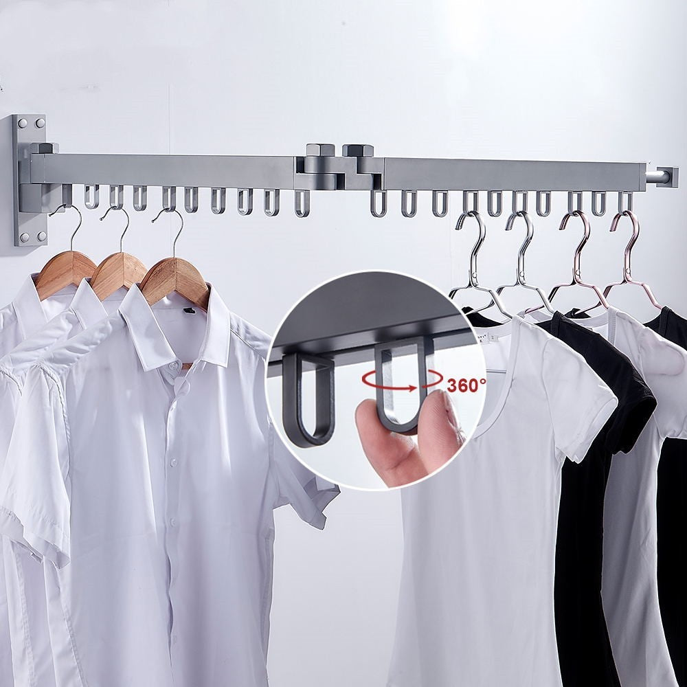 Balcony folding telescopic clothes rack