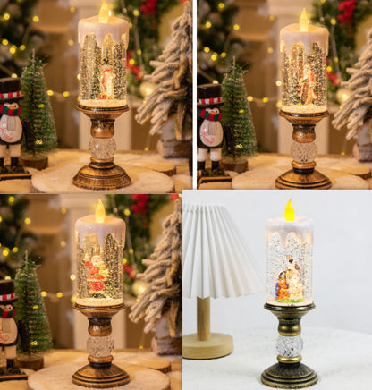 Disposición de la escena de la luz de las velas con decoraciones navideñas