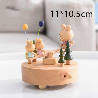 Music Boxes Innovative Rotating Musical Box Wooden Music Box Table Decoration