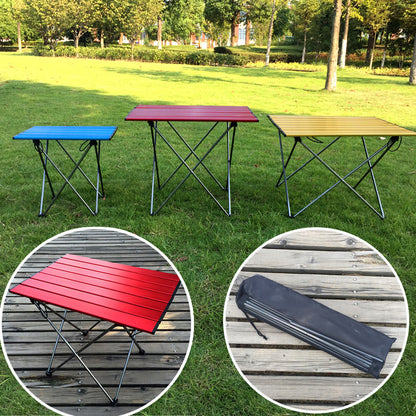 Montañismo al aire libre, mesa plegable de súper aleación, mesa de picnic portátil para acampar con barbacoa, trompeta simple, mini mesa al por mayor