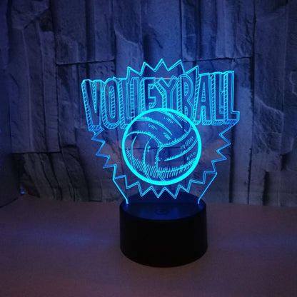 Luz nocturna LED 3D de voleibol.