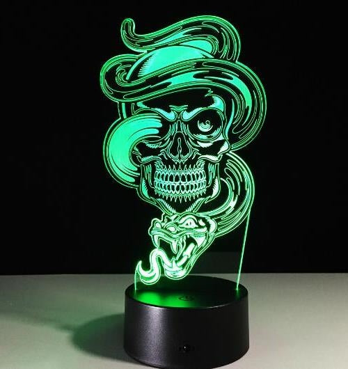 3D LED couleur veilleuse lampe changeante Halloween crâne lumière acrylique 3D hologramme Illusion lampe de bureau pour enfants cadeau livraison directe